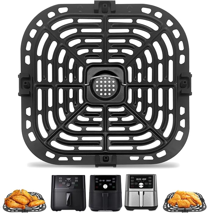 GXF Air Fryer Grill Pan for Instant Pot Vortex Plus 6 in 1 5.7QT 6 QT Gourmia GAF735 6 QT Air Fryer, Accessories Replacement Tray Rack Parts Grill Plate Crisper Plate, Dishwasher Safe