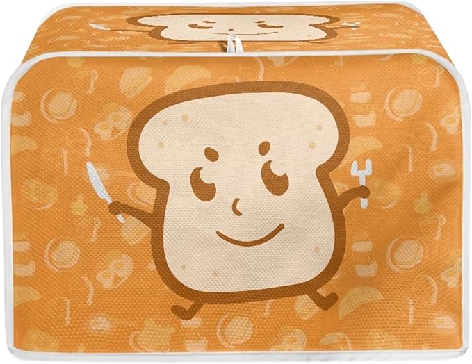 Annejudy Cute Bread Print Toaster Covers Dust and Greasy Protection Bread Maker Covers for 4 Slice Toasters