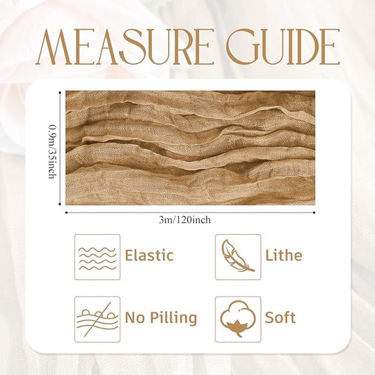 Wokceer Cheesecloth Table Runner Khaki 10FT Boho Gauze Cheese Cloth Table Runner for Party Long Rustic Sheer Table Runners for Baby Bridal Shower Wedding Easter Table Decor