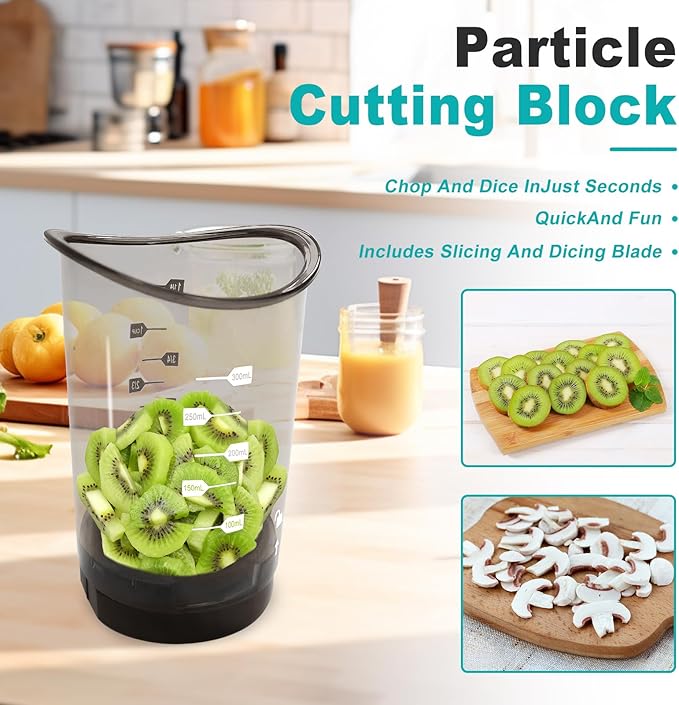 Slicer Cup | Strawberry Slicer | Egg Slicer | Compact Vegetable Chopper, Quick & Easy Manual Fruit Chopping Processor Kitchen Gadget with Slicing & Dicing Blades
