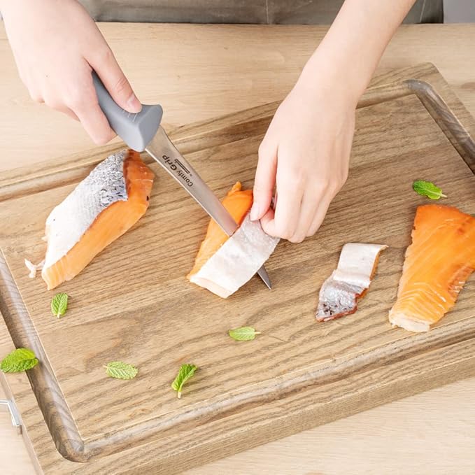 Restaurantware 6 Inch Boning Knife Stainless Steel Ergonomic Handle Non-Slip Grip Durable Kitchen Knife, Dishwasher-Friendly for Home Cooking, Meat, Fish, Poultry, Gray