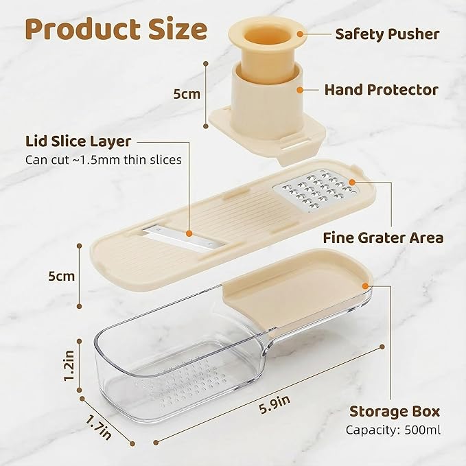 2Pcs 3 in 1 Mini Garlic Grinder, Multifunctional Garlic Grater Ginger Vegetable Chopper, Handheld Kitchen Gadget with Container & Safety Guard for Camping Picnic Cooking