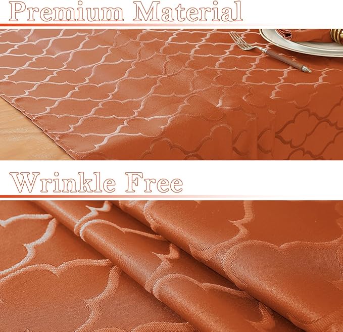 Larponder Tablecloth Rectangle, Jacquard Polyester Table Cloth, Washable & Spill Proof Table Cover for Spring Kitchen Dining Party Picnic (Rectangle, 52" x 70", Brick Red)