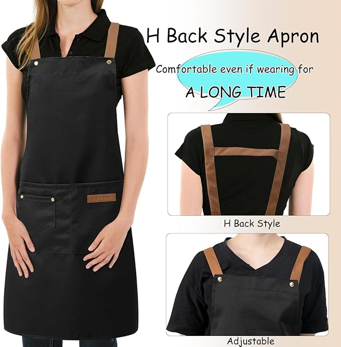 DILLMAN Art Aprons for Men Women Painting Pottery Baking, H Back Straps Waterdrop Kitchen Chef Cooking Apron with Pockets