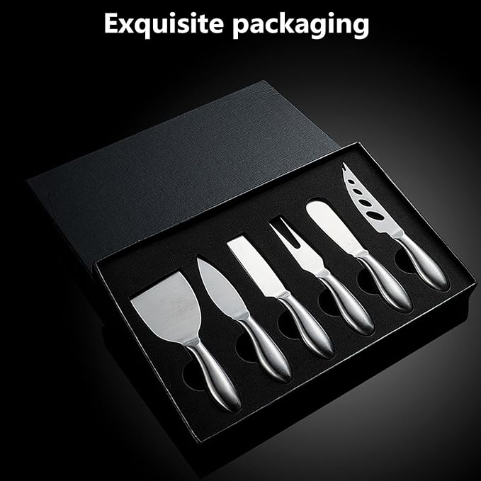 6-Piece Cheese Knife Set, Premium Stainless Steel Cheese Knives with Gift Box, Cheese and Charcuterie Board Collection matching tools(6pcs)