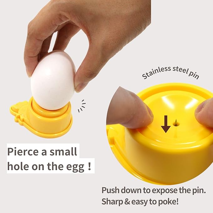 Seki Japan Egg Pierce, Egg Hole Puncher, Hard Boiled Egg Peeler, Egg Pricker to Get a Good Hard Boiled Egg, Kawaii Chikin Shape, Yellow