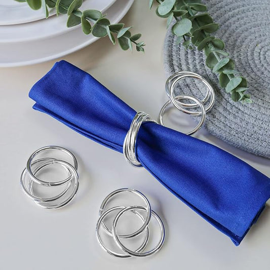 Napkin Rings Set of 8,Silver Napkin Ring Holders for Spring,Wedding,Easter,Valentine,Birthday,Holiday, Hotel, Dinner Party,Christmas and Table