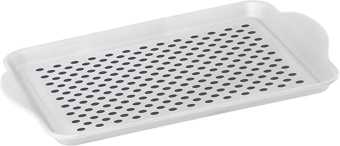 OGGI Anti Slip Serving Tray with Handles- White Rectangle Server - Ideal for Eating, Breakfast Tray, Food Tray, Appetizer, Serving