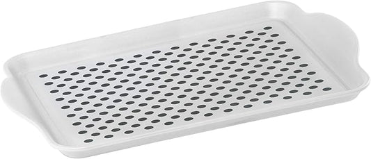 OGGI Anti Slip Serving Tray with Handles- White Rectangle Server - Ideal for Eating, Breakfast Tray, Food Tray, Appetizer, Serving