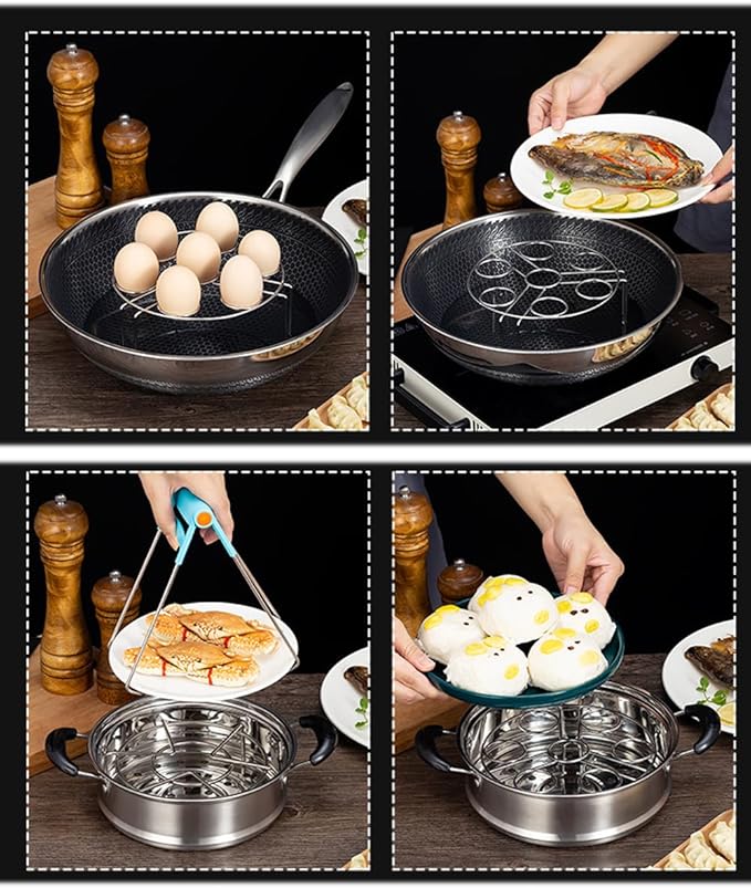 Steamer Basket for Instant Pot Pressure Cookers Pots Accessories Steamer Basket with Egg Steamer Rack Steamer Divider (Steamer Basket+ Rack+Divider)