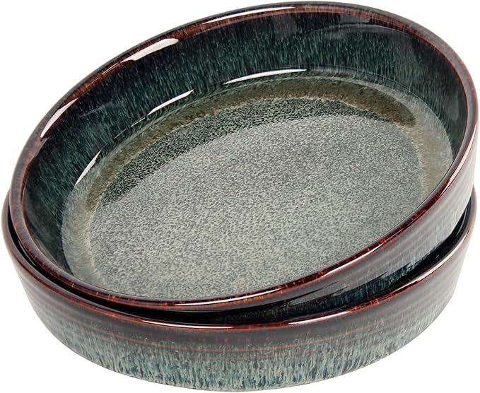 LIUYWYHCF Ceramic Pie Pan Quiche Baking Dish Set of 2, Round 7.5 Inch Au Gratin Baking Dishes, 17 Ounces Non-Stick Tart Pan, Pie Plate for Apple, Oven, Dishwasher and Microwave Safe
