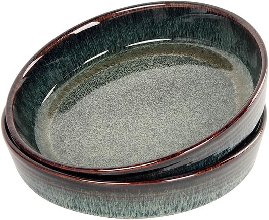 LIUYWYHCF Ceramic Pie Pan Quiche Baking Dish Set of 2, Round 7.5 Inch Au Gratin Baking Dishes, 17 Ounces Non-Stick Tart Pan, Pie Plate for Apple, Oven, Dishwasher and Microwave Safe