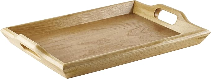 G.E.T. RST-1814-N Wooden Room Service Serving Tray with Handles, 19" x 14.25", Natural