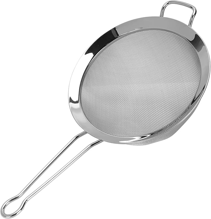 316 Stainless Steel Mesh Strainer, Large Wire Sieve Sifter Colander, Food Strainer Steel Colander with Sturdy Handle for Pasta Fruits Vegetables