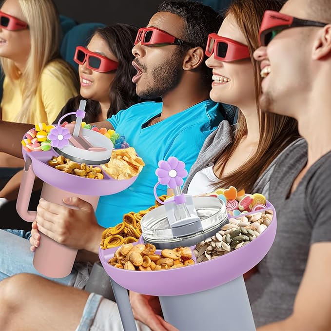 Snack Bowl for Stanley Cup 30 oz with Handle-Perfectly Compatible with Stanley Quencher H2.0 Tumbler 30 oz with Handle, Reusable Silicone Snack Tray, Stanley cup accessories (Orchid Snack Bowl)