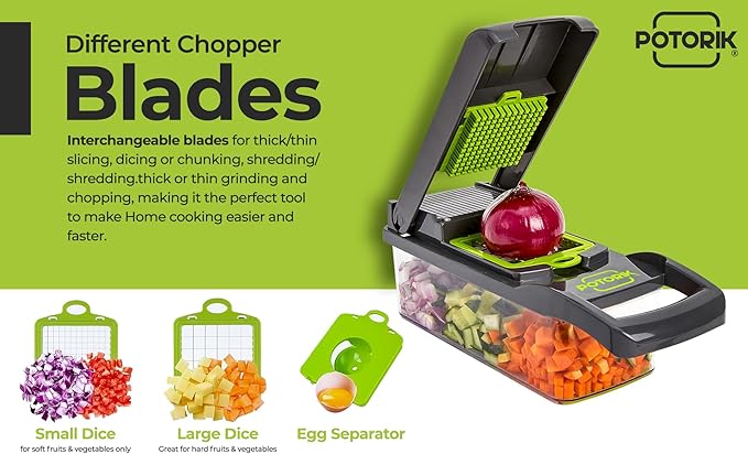 16-in-1 Vegetable Chopper & Mandoline Slicer – Multifunctional Food Chopper with Container, Vegetable Cutter, Dicer & Spiralizer for Onion, Salad & Fruits – Kitchen Gadget Essential