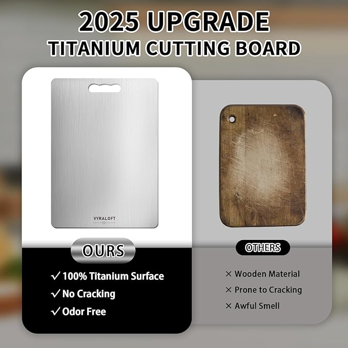 Titanium Cutting Board For Kitchen Set of 3, 100% Pure Titanium Cutting Boards, Double-sided Food Grade Quality, Easy To Clean And Will Not Absorb Odors, Suitable For Kitchen Or Outdoor(S+M+L)