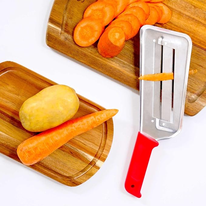 LZMS 2Pcs Stainless Steel Dual Blade Julienne Cutter with Ergonomic Handle,Multifunctional Rust-resistant Kitchen Tool,Shredder Knife for Cabbage&Carrot&Potato&Fish (Black, Red)