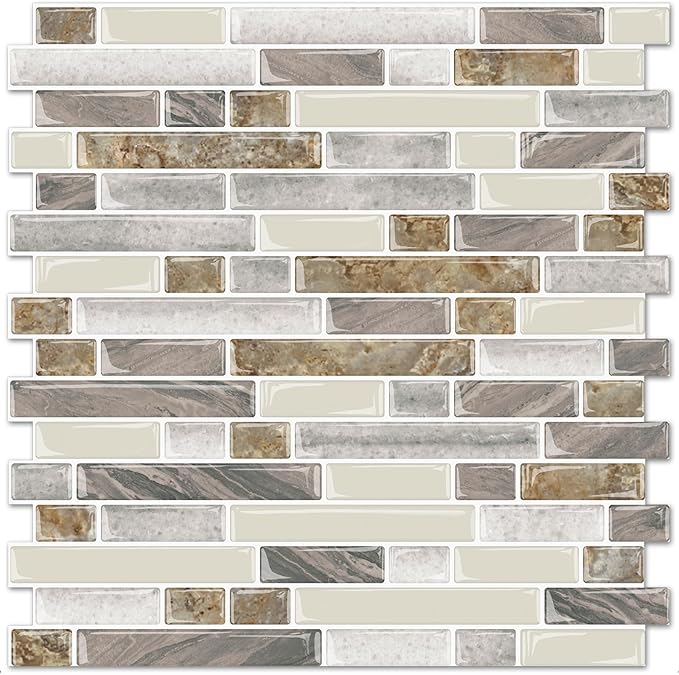 STICKGOO Peel and Stick Tile Backsplash for Kitchen, 12”×12”Stick on Backsplash, Self Adhesive Tile for Kitchen Backsplash and Bathroom(10 Sheets, Thicker Design)
