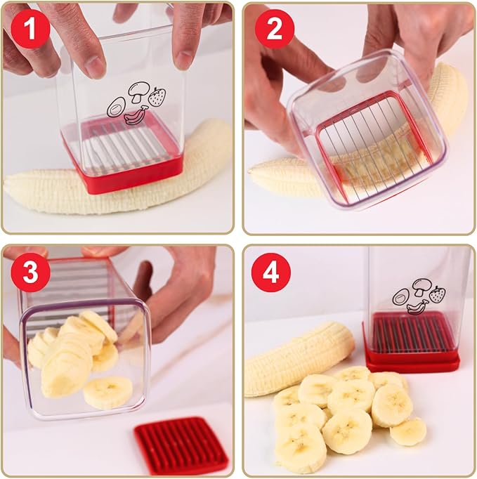 Fruit Slicer Cup - Strawberry & Vegetable Chopper with Stainless Steel Blades - Mini Cup Slicer for Banana, Kiwi & Salad