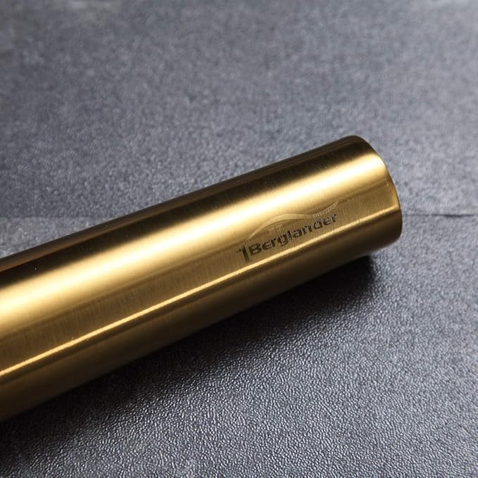 Berglander Gold Rolling Pin, 16.7 Inches Stainless Steel Matte Finish With Gold Titanium Plating Rolling Pin For Baking, Pizza, Dough, Pie, Cookie, Essential Kitchen Utensil Gift Ideas For Bakers.