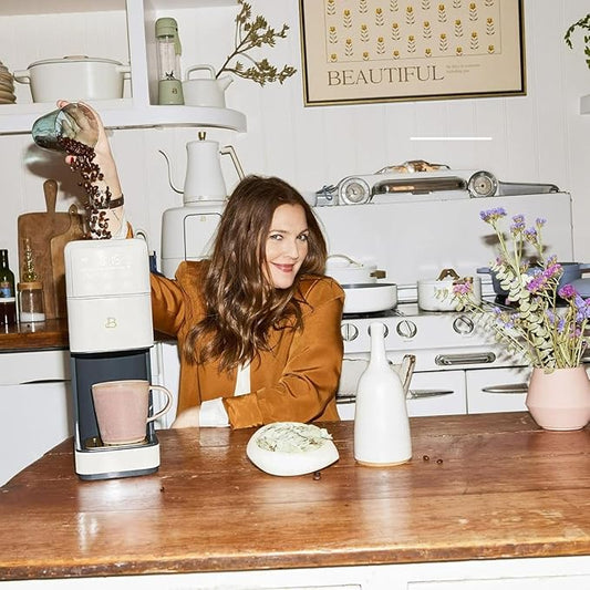 Beautiful Perfect Grind Programmable Single Serve Coffee Maker, Burr Grinder, 64 oz Reservoir, 6 Brew Sizes by Drew Barrymore