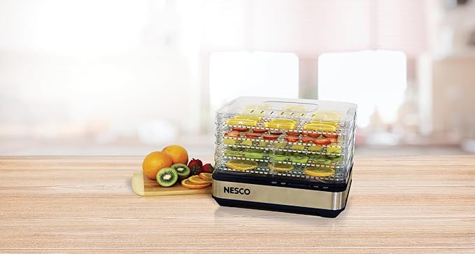 NESCO FD-5TC Snackmaster Food Dehydrator – 5 BPA-Free Trays, Adjustable Temp Control, Compact Design for Jerky, Fruit, Herbs, Pet Treats, 420W