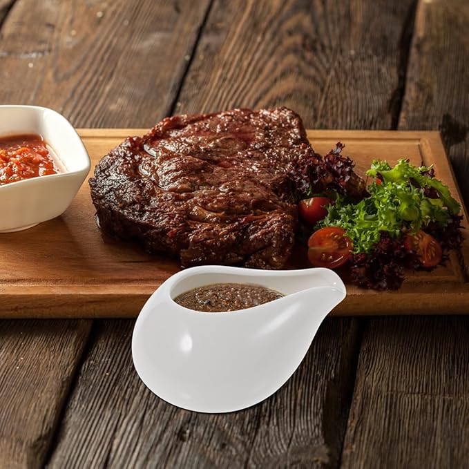 Hemoton Ceramic Gravy Boat 8Oz White Sauce Server with Boat Shape Design for Serving Gravy Sauces Creams and Seasonings at Home and Restaurant
