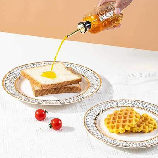 Glass Coffee Syrup Dispenser 7oz, with a Metal Mouthpiece Syrup Dispenser,Syrup Bottles for Maple Syrup, Oil, Coffee Bar Accessories,Vinegar, and Honey.