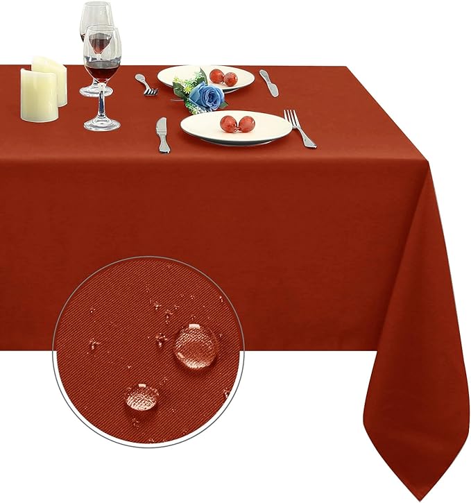 Obstal Rust Rectangle Table Cloth - Heavy Duty Water Resistance Polyester Tablecloth, Decorative Fabric Table Cover for Outdoor and Indoor Use, 60x120 Inch
