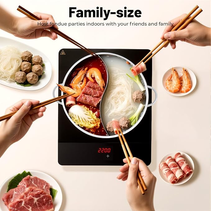 Stainless Steel Hot Pot with Divider, 13 In Dual Sided Nonstick Shabu Shabu Pot with Lid, Dual Handle Divided Stockpot for Cooking, Soup Cookware for Induction Cooktop Gas Stove