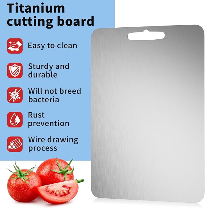 3pcs Titanium Cutting Board for Kitchen,Double-Sided Food Grade non toxic Chopping Board,Chopping Boards with Handle,Dishwasher Safe,Suitable For Meats, Fruits,Vegetables(M+L+XL).
