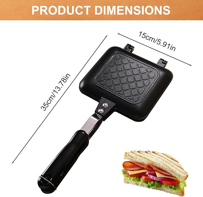 Camping Toastie Maker, Double Side Toasted Sandwich Maker Non-Stick Stovetop Bread Frying Pan with Heat-Resistant Handles for Home Outdoor Camping Sandwich