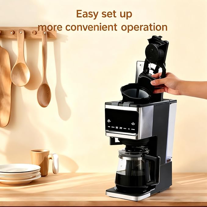 Sykaffe 3 in 1 Single Serve Coffee Machine,12-Cup Programmable Coffee Machine,Compatible with Kcup Pods,Ground Coffee,Coffee Pods, Iced Tea, Iced Coffee Function,Black