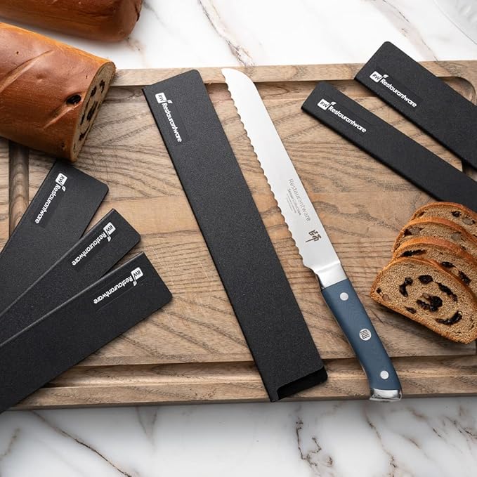 Sensei 12 x 2 Inch Knife Sleeve, 1 Knife Protector - Fits Chef Knife, Felt Lining, Black Plastic Knife Blade Guard, Durable, Cut-Proof - Restaurantware