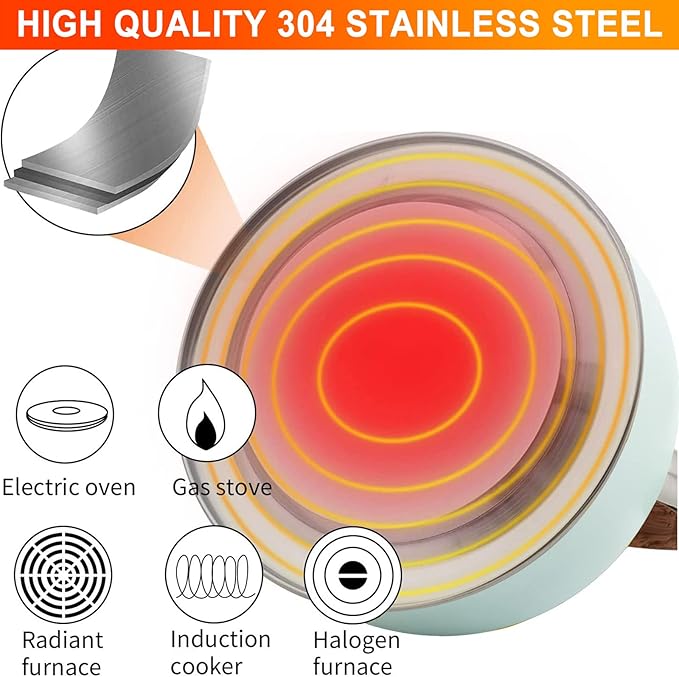 Vilihkc Tea Kettle 2.6 Liter Whistling Tea Kettle, Tea Pots for Stove Top Food Grade Stainless Steel with Wood Pattern Folding Handle, Loud Whistle Kettle for Tea, Coffee, Milk