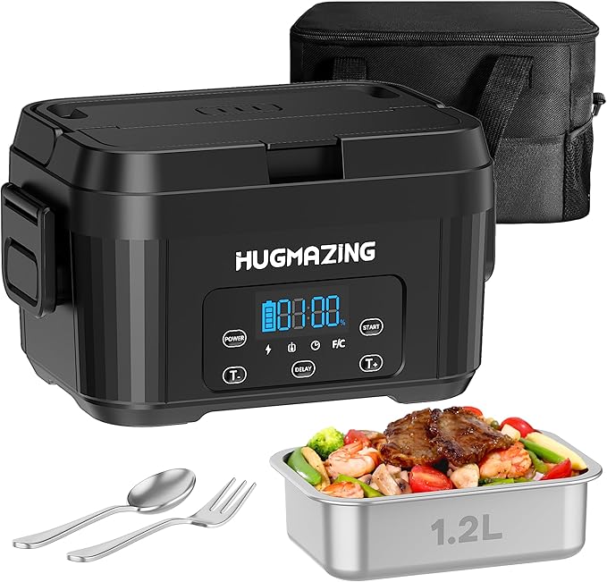 Cordless Electric Lunch Box for Adults, Men & Women – Rechargeable Self-Heating Food Warmer with 1.2L SS Container, Battery-Powered Heated Lunch Box, Perfect for Work and Travel Use