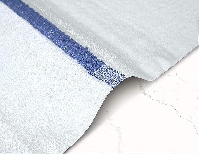Bar Mops Blue Stripe Pack of 60 Kitchen Towels 16x19 Multi-Purpose for Home, Restaurant and Cleaning White Absorbent Washcloth Dishcloths Sets, Reusable Dish, Cloths Rags