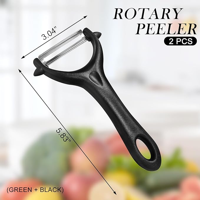 BlingKingdom 2 PCS Vegetable and Fruit Peelers, Stainless Steel Rotary Peelers Sharp Y-shaped Potato Peeler Kitchen Veggie Peeler (Green + Black)