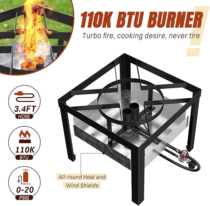 Hidpriva 80QT Crawfish Boiler Kit, Waterproof Cover & 18-inch Skimmer, 110,000BTU Propane Burner Stove, 0-20PSIG Regulator, Aluminum Seafood Boil Pot, Crab Boil Pot with Basket