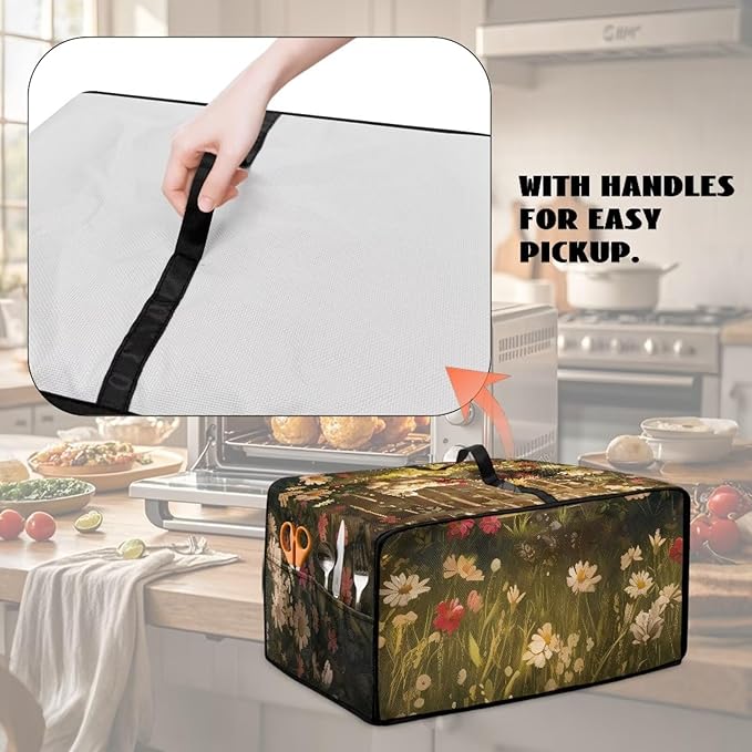 Doojoayie Kitchen Toaster Dust Cover Compatible with 4 Slice Toaster Dust Protection Cover Rooster Print Kitchen Decoration Small Appliance Protector
