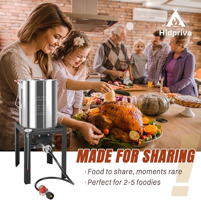 Hidpriva 36QT Turkey Fryer Kit, Waterproof Cover & 12-inch Skimmer, 55,000BTU Propane Burner Stove, Aluminum Turkey Fryer Pot, Outdoor Deep Fryer, Crawfish Boiler with Basket