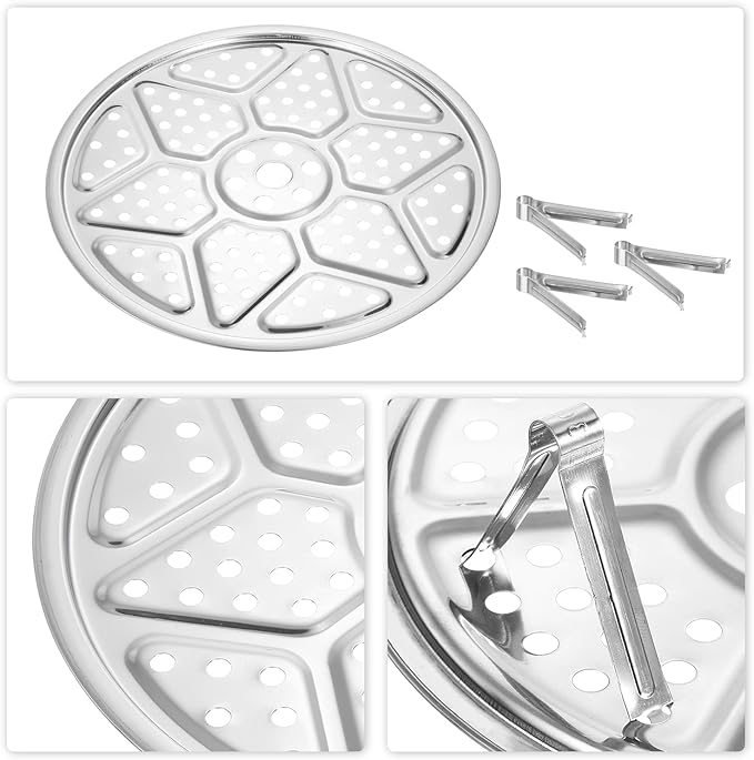 uxcell Stainless Steel Steamer Rack with Stand, 11 Inch Pot Steaming Tray for Steamer Cookware Instant Pressure Cooker, Silver Tone