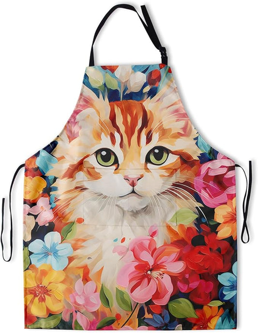 Apron with Pockets Aprons for Women Men Kitchen Chef Apron for Cooking Gardening Server Waitress Painting