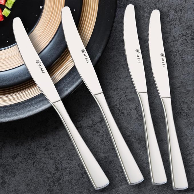 Butter Knife, Dinner Knife, Stainless Steel 4 Pieces Set knives,Square Handle