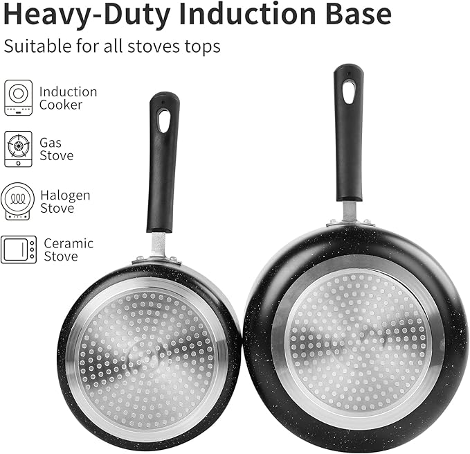 RATWIA Nonstick Saucepan Set - 2 Quart and 3 Quart,Ultra Non Stick Sauce Pan Small Pot with Glass Lid,Great for Home Kitchen Restaurant,Black