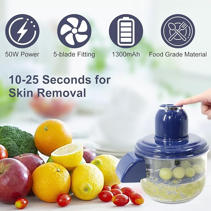 Electric Garlic Peeling Machine,Automatic Garlic Peeler for Grapes Cherry Skin Remover Small Fruits,Rechargeable & Portable Peeling Device for Home & Commercial Kitchen
