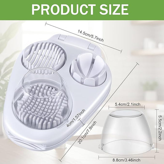 LemonRoad 3 in 1 Egg Slicer for Hard Boiled Eggs Stainless Steel Egg Cutter White Kitchen Dicer Chopper Tool for Strawberry Grape Cherry Banana Butter Mushroom Tomato