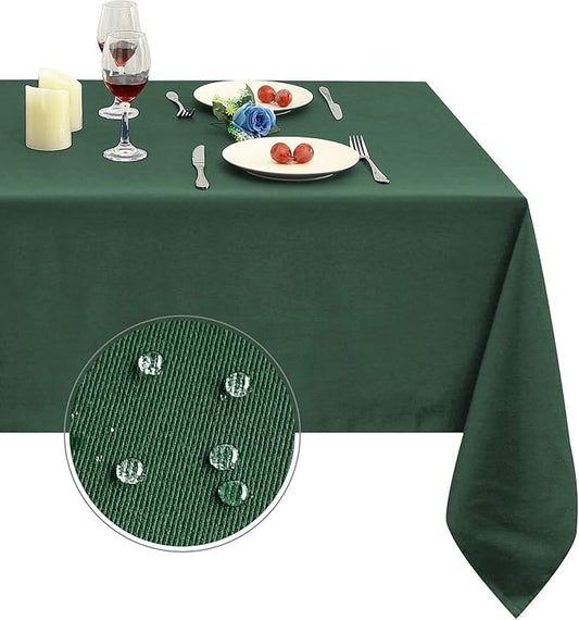 Obstal 210GSM Square Green Table Cloth, Christmas Decorations Waterproof Tablecloth, Table Cover Protector for Holiday Party Use (Blackish Green,60 x 60 Inch)