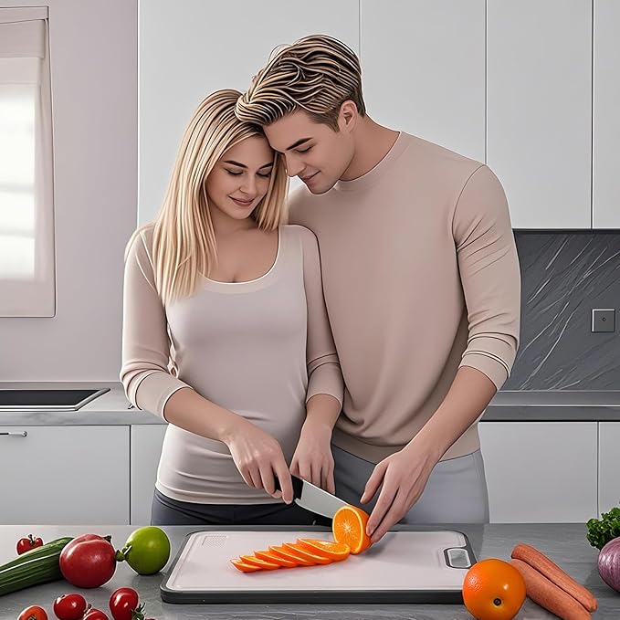 Titanium Cutting Boards for Kitchen, Titanium Cutting Board Double Side, Non Slip Chopping Board for Meat Fruit, Vegetable 15.2x10.4inch